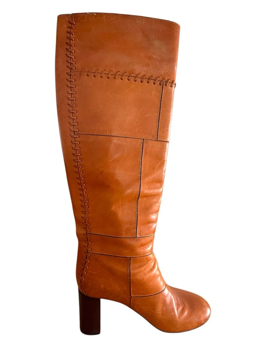 Chloe Tall Leather Over-the-Knee Boots - Cognac Brown